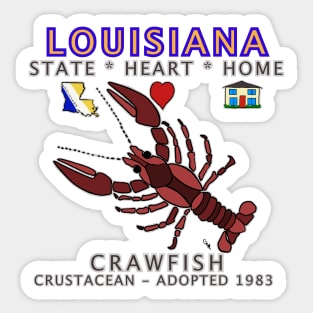 Louisiana - Crawfish - State, Heart, Home - State Symbols Sticker